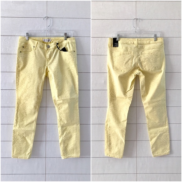 Express Denim - Express Yellow Print Stella Ankle Skinny Jeans